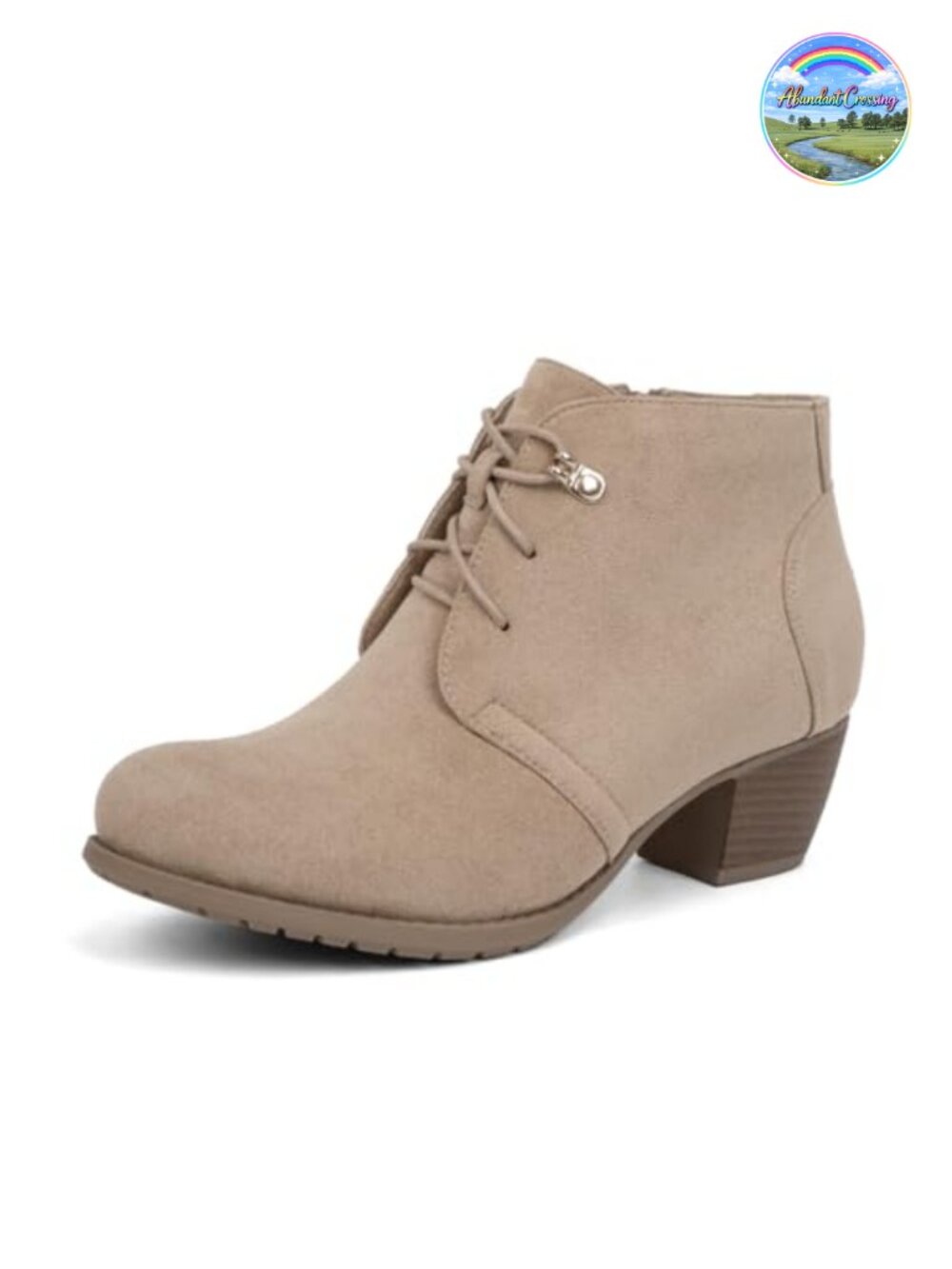 VJH Comfort Women's Lace-Up Ankle Boots Low Heel Dress Booties Side Zip
